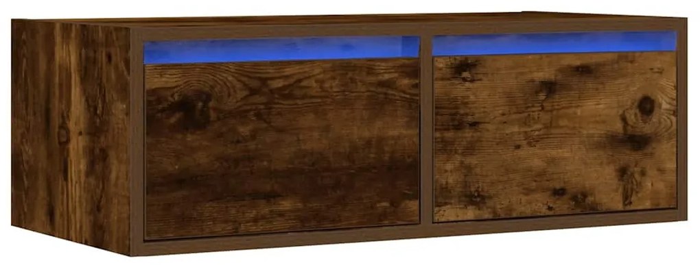 TV szekrény LED világítással füstölt tölgy 75x35,5x25 cm