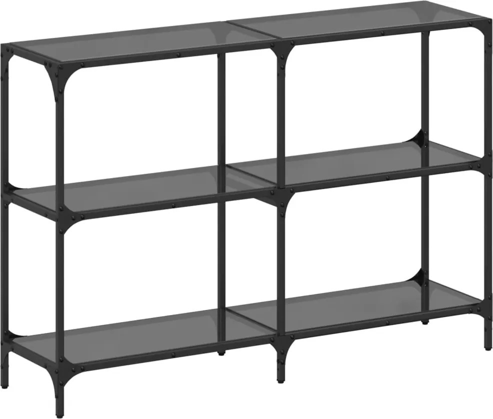 vidaXL acél tálalóasztal fekete üveglappal 118,5 x 30 x 81 cm