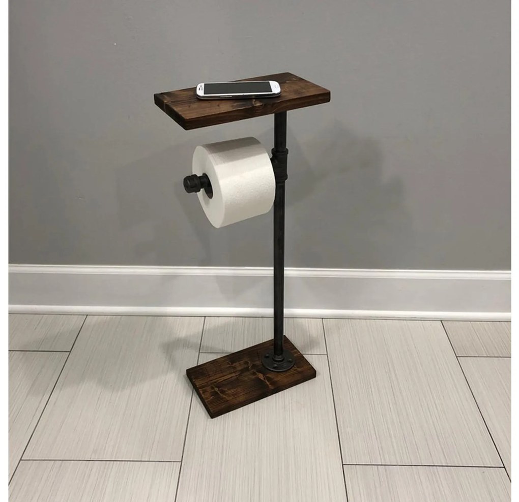 WC -papír tartó telefon tárolóval Nenanu 9 (dió + fekete). Akció -23%. 1094488