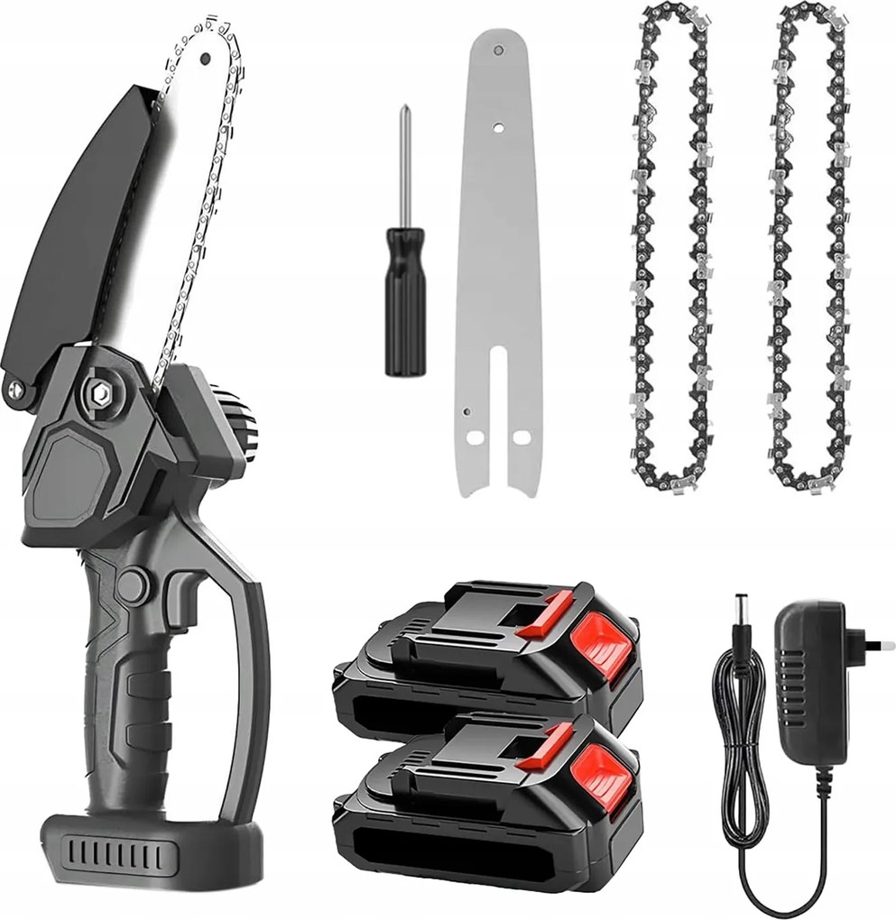 Akkumulátoros Szénkefe Nélküli Láncfűrész 8” 2xAKU 21V Ágfűrész