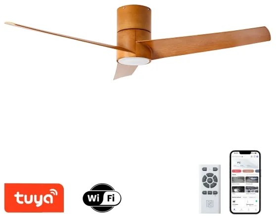 ZEVENTI - LED mennyezeti ventilátor BARROSA LED/18W/230V Wi-Fi Tuya barna + távirányító