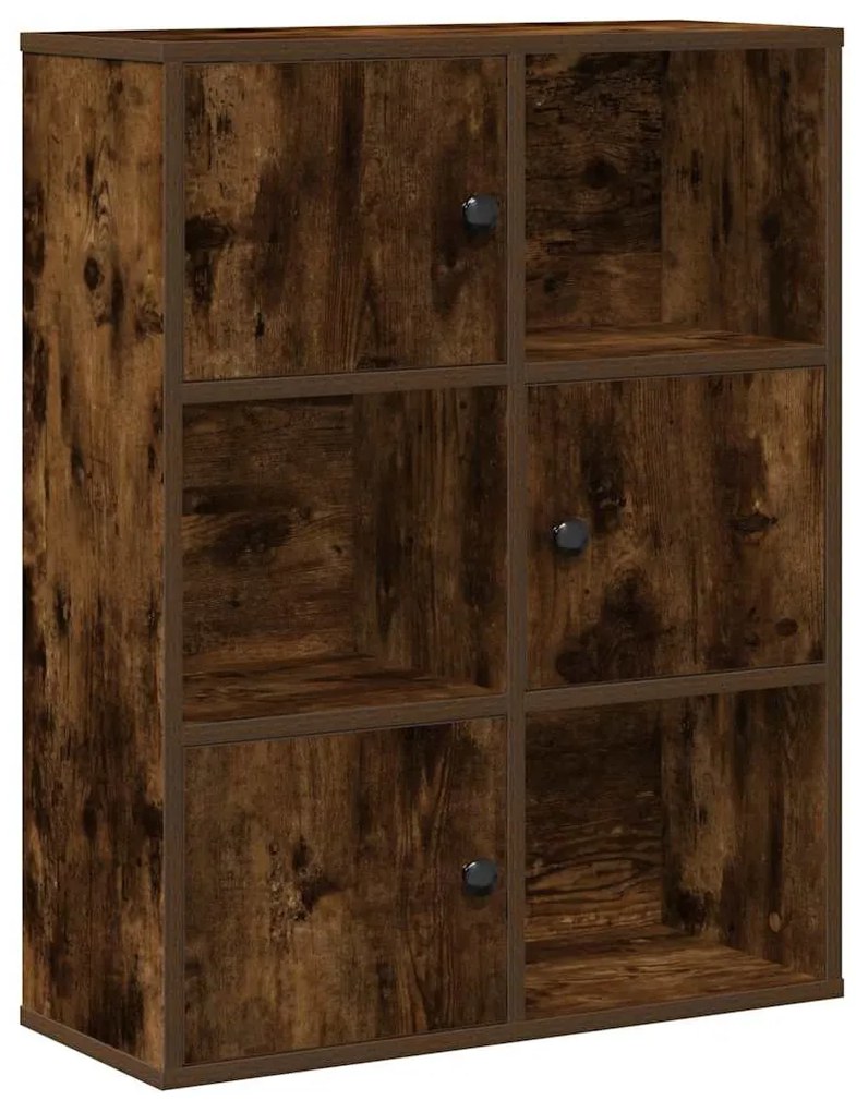 füstös tölgy színű szerelt fa könyvszekrény 60x24x76,5 cm