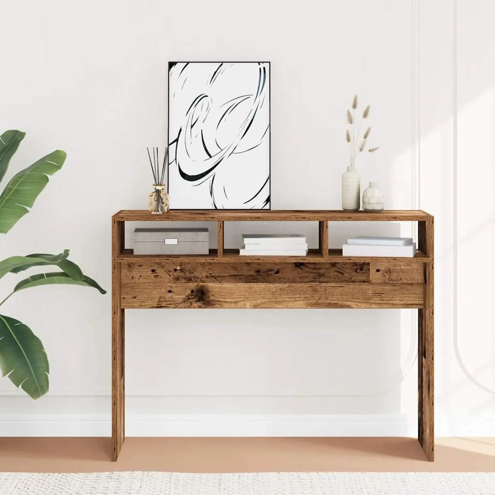 Konzolasztal régi fa 105x30x80 cm műszaki fa