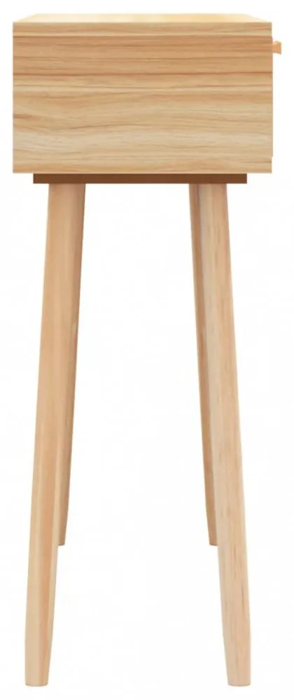 barna tömör fenyő és természetes rattan kisasztal 80x30x75 cm