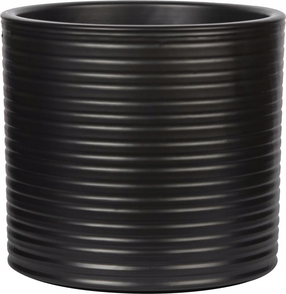 Virágtartó Fedél Henger Fekete 17cm nagy kerámia otthoni nappaliba