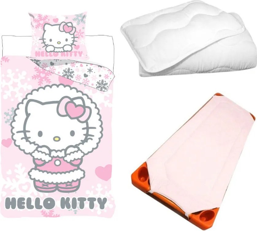 Hello Kitty Cozy Winter gyerek, ovis ágyneműhuzat, derékalj és paplan/párna szett 100x135 cm 40x60 cm