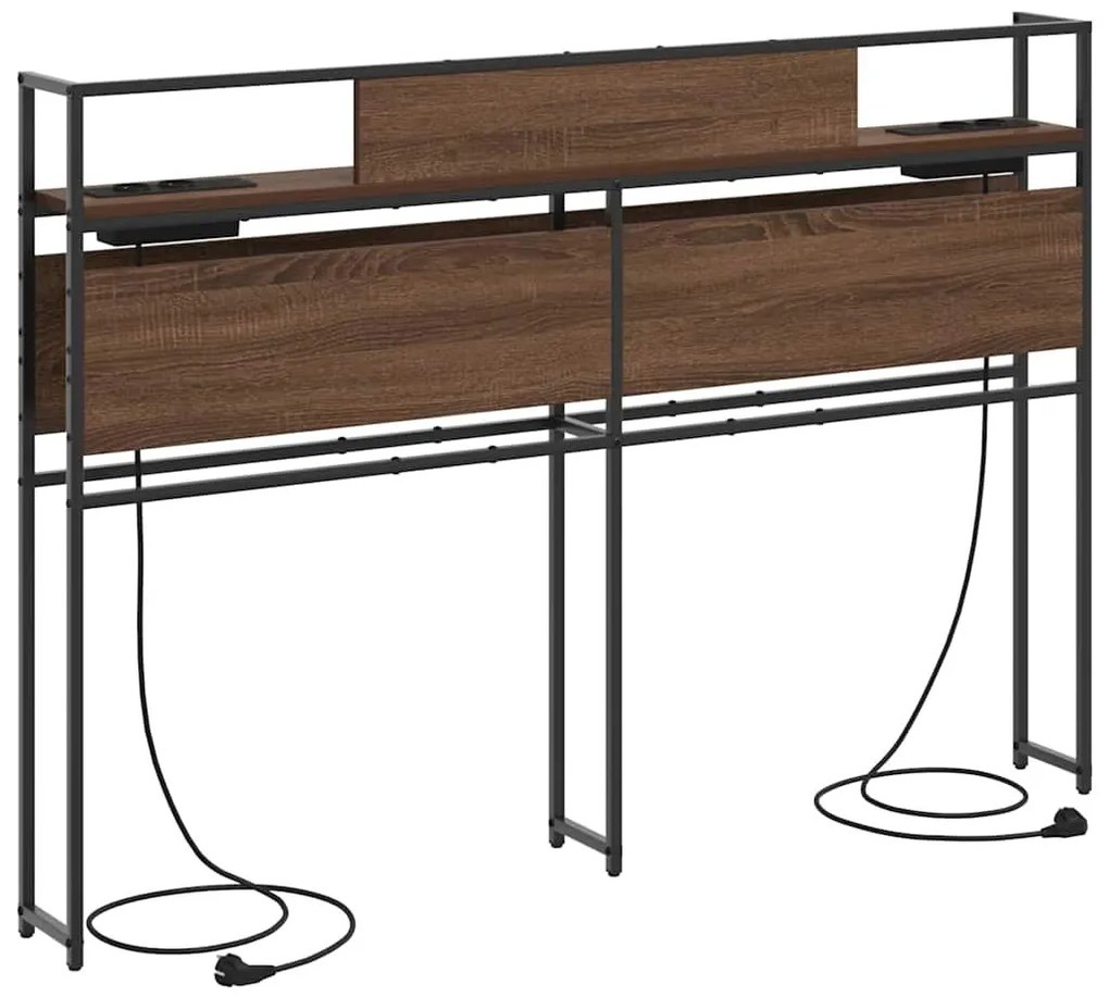 Tároló fejtámla polcokkal tárolóval barna tölgy 160 cm Faanyag