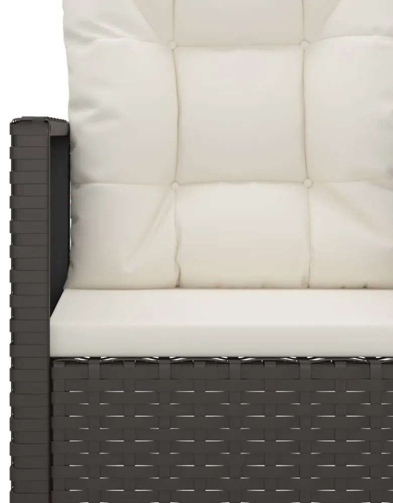 fekete polyrattan kerti fotel párnákkal