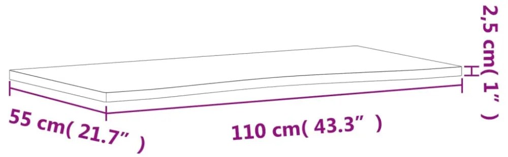 tömör bükkfa íróasztallap 110 x (50-55) x 2,5 cm
