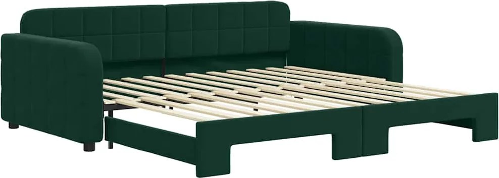 vidaXL sötétzöld kihúzható bársonyheverő 100 x 200 cm