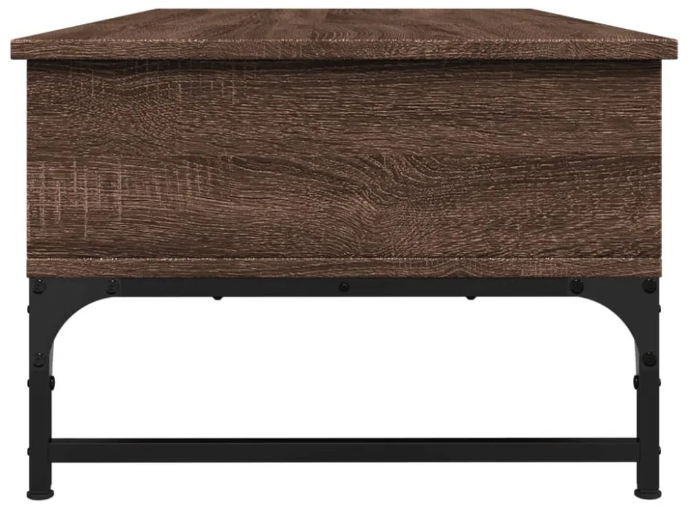 barna tölgy színű szerelt fa és fém dohányzóasztal 100x50x35 cm