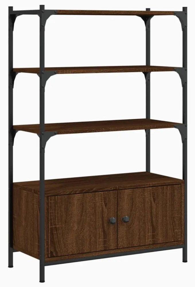 3 szintes barna tölgy szerelt fa könyvespolc 70 x 30 x 109,5 cm