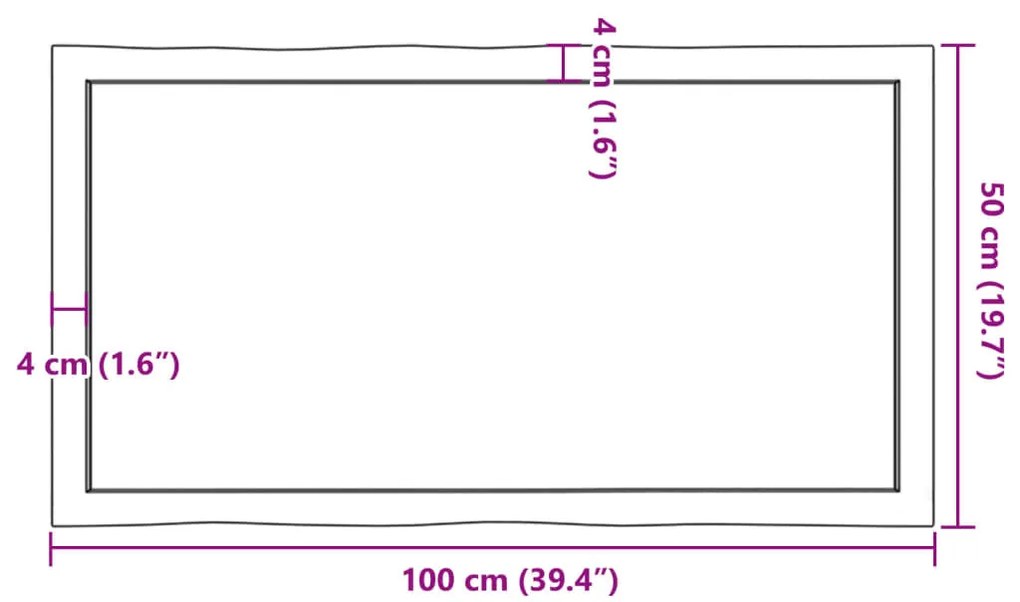 világosbarna asztallap 100x50x(2-4)cm kezelt tömör élőszegélyes