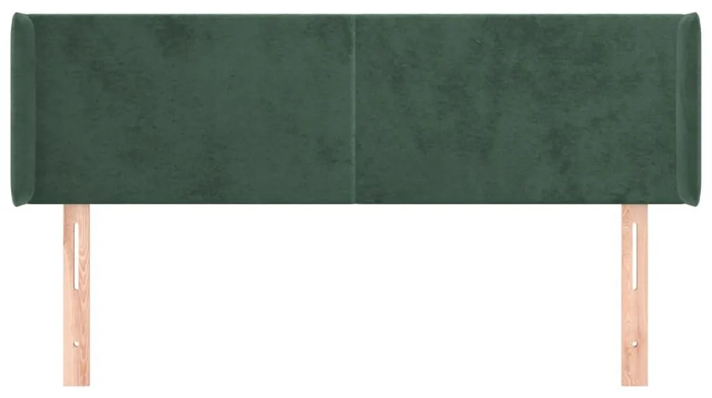 sötétzöld bársony fejtámla szárnyakkal 147x16x78/88 cm