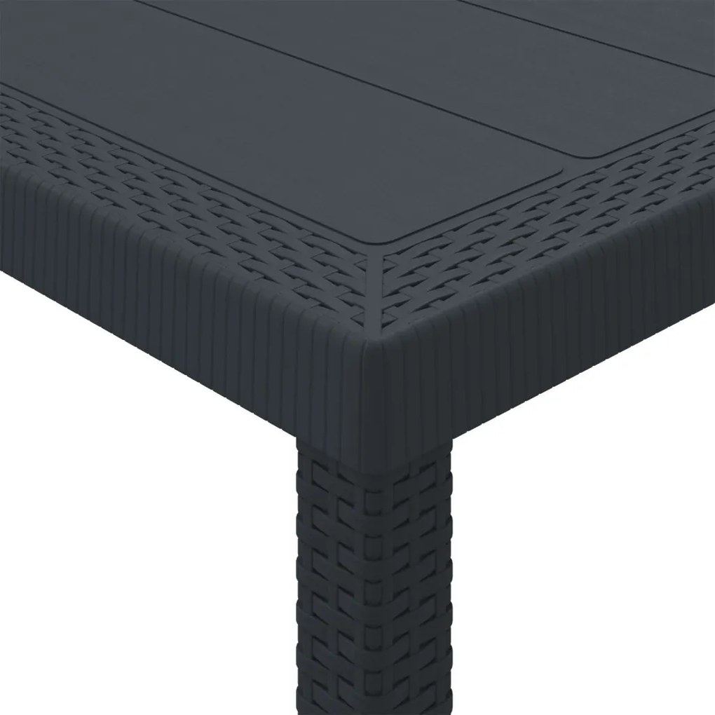 13 db-os Kert Étkező Szett párnák fehér polirattan, Kert Asztal Fehér 200x100x73 cm polirattan, Kert Asztal Fehér 150x100x73 cm polirattan, Kert Székek párnákkal 4 db fehér polirattan