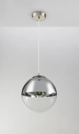 Globo 15853 Függeszték, nikkel matt, üveg átlátszó,króm, ø: 300, Foglalat típusa:1xE27 60W 230V