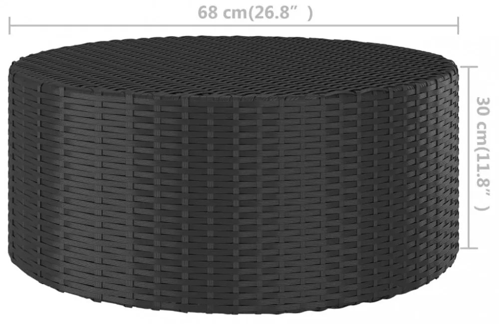 fekete polyrattan teázóasztal 68 x 68 x 30 cm