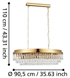 Eglo 39462 - Csillár láncon VALPARAISO 10xE14/40W/230V arany