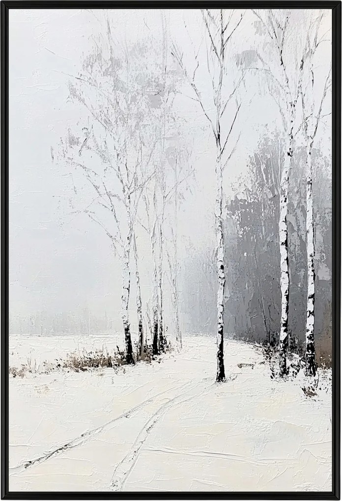Poszter Keret Alumínium Tájkép Tél Hó Nyírfák Reggel 40x60
