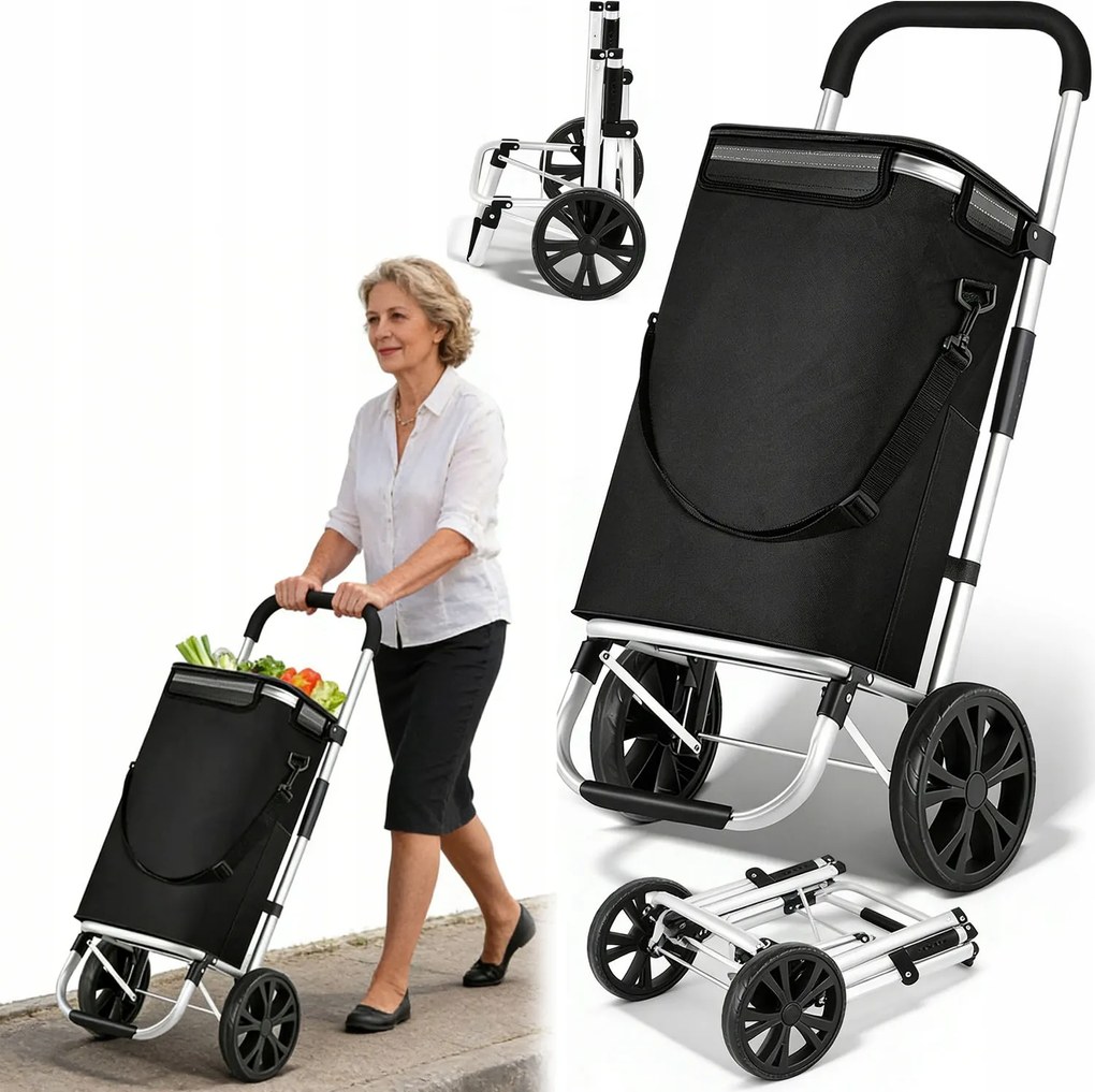 Bevásárlókocsi Összecsukható Teherbírás 32L Kis Kompakt Gurulós Táska