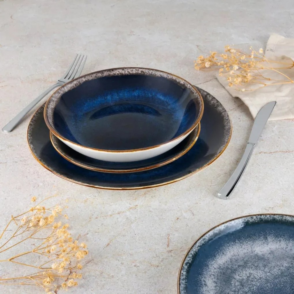 Berlinger Haus 18 részes porcelán étkészlet Deep Sea matt kék