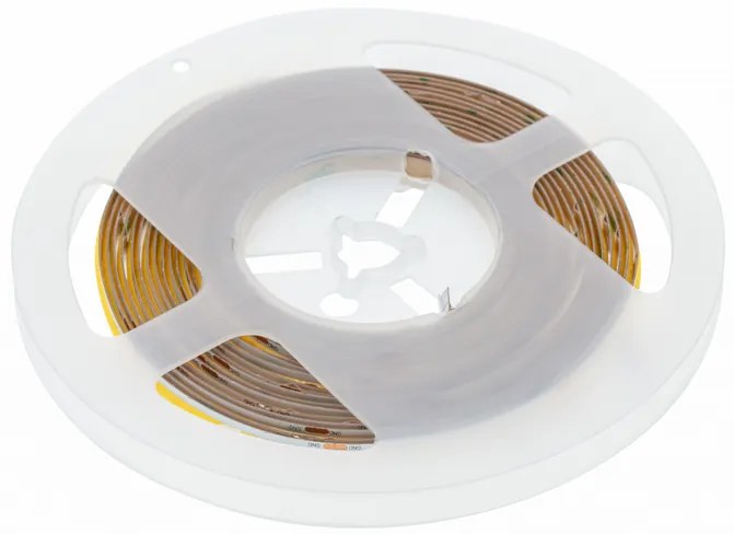 LED szalag COB LED csík, 1600 LED/5 fm, hideg fehér, 8W/fm, 40W/5fm , 8mm , 5fm/tekercs, 12V, IP20, 800lm/m, mini AMP vel