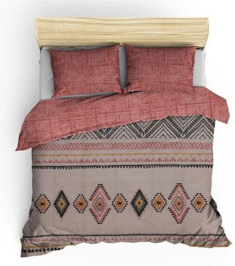 Téglavörös-barna kétszemélyes hosszabbított renforcé pamut ágyneműhuzat 240x220 cm Felix – Mijolnir