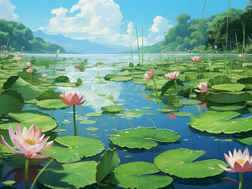 Poszter 20x15cm Idilli liliom tó