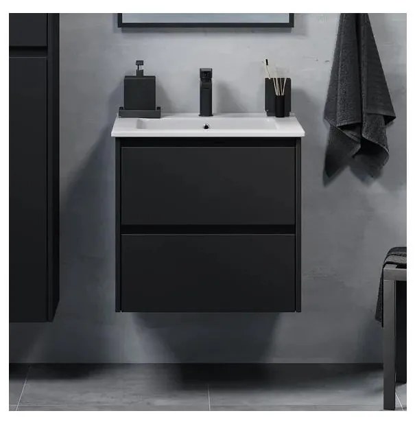 MOLDE 60 cm fekete fürdőszobai szekrény mosdóval