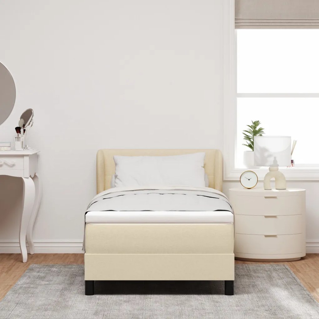Boxspring Ágy Matraccal Krém 90x200 cm Szövet