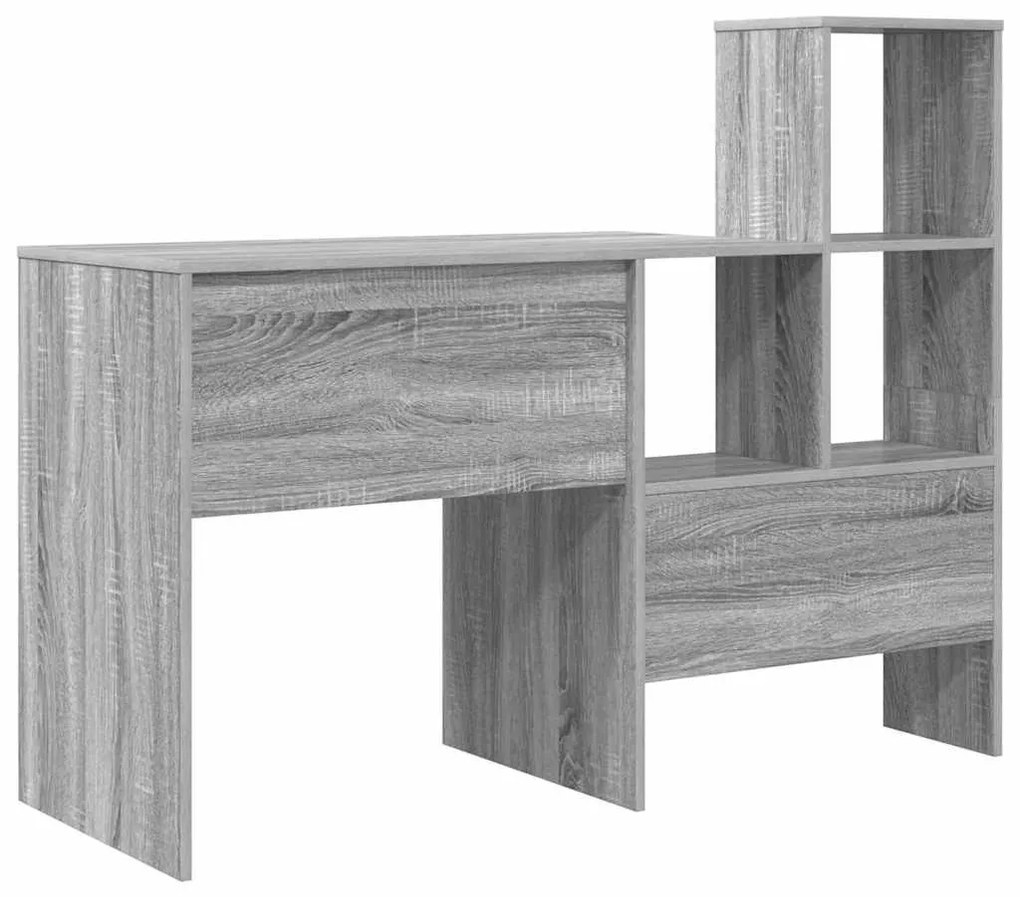 Asztal polcokkal Szürke sonoma 131.5 x 50 x 106.5 cm Faanyag
