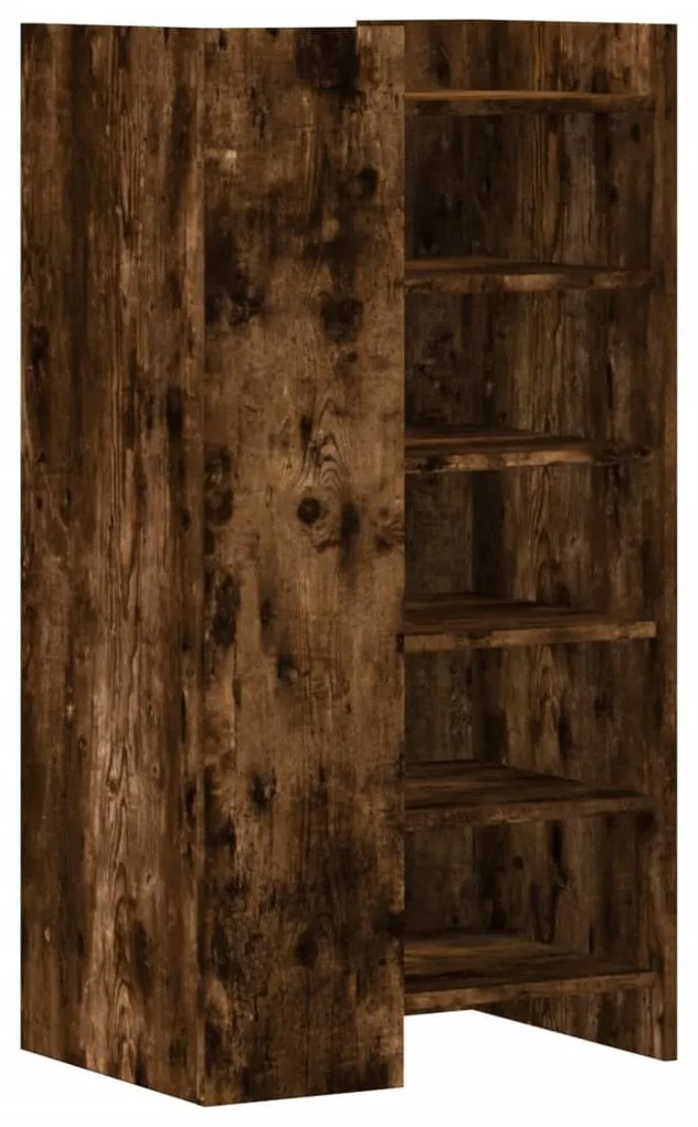 füstös tölgy színű szerelt fa cipőszekrény 52 x 37,5 x 100 cm