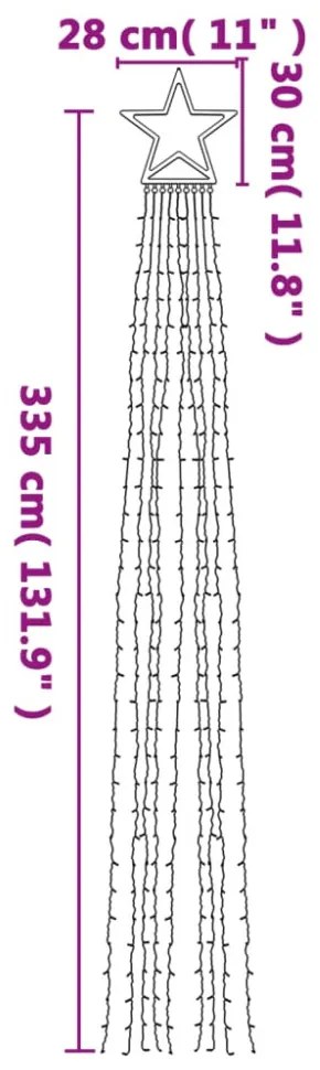 színes 320 LED-es karácsonyfafüzér 375 cm