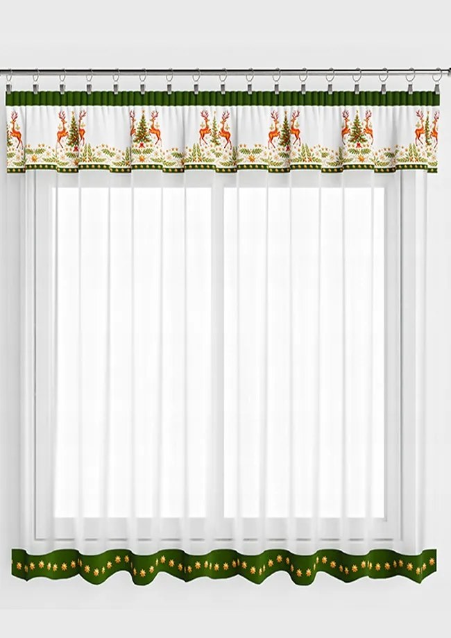 Készre varrt karácsonyi függöny 300x140cm Szarvaszöld