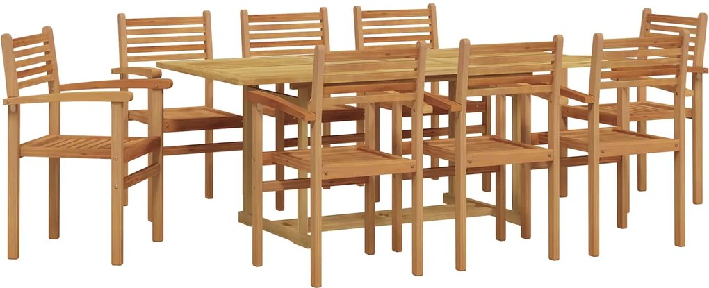 vidaXL Kert étkező szett 9 pcs Barna Tömör Teakfa