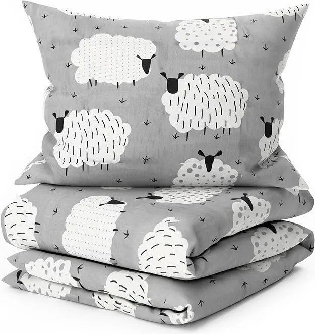 Pamut ágynemű SHEEP POLY szürke Ágyneműhuzat mérete: 70 x 90 cm | 140 x 200 cm