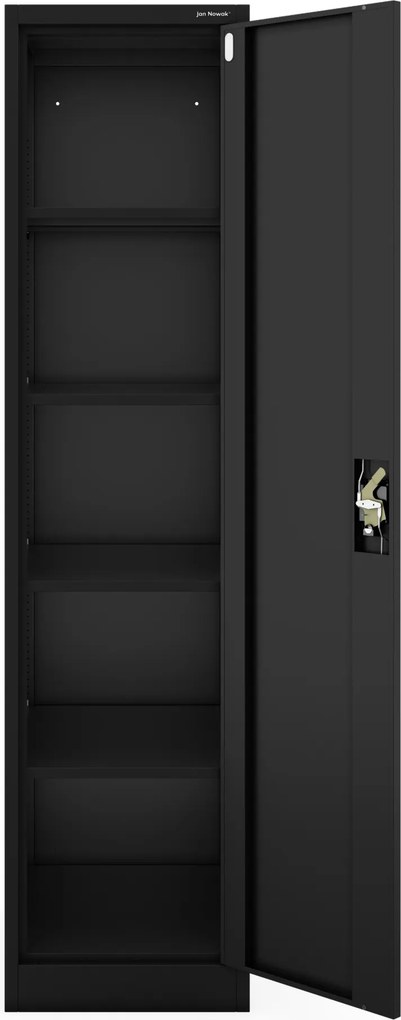 Kartotékos iratszekrény kulcsos fekete, 450x1850x600 mm: ALEX D600