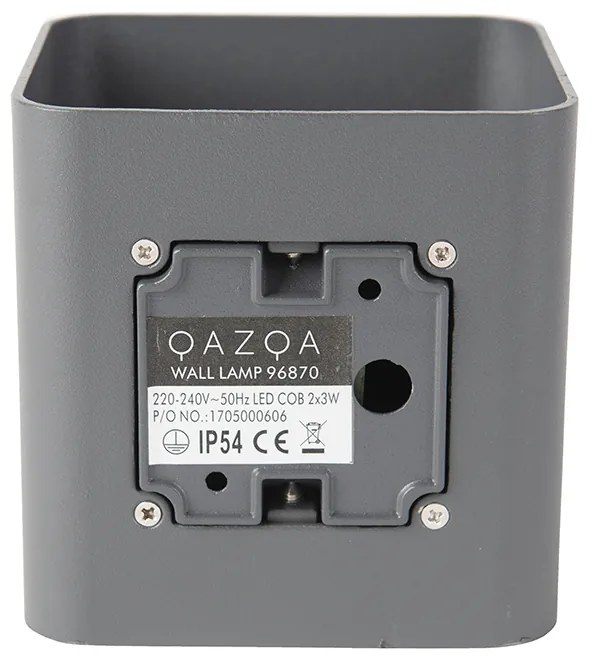 Modern fali lámpa sötétszürke LED-del IP54 négyzet alakú - Evi