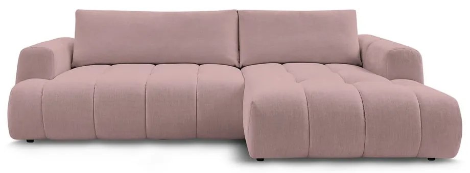 Rózsaszín kinyitható-tárolóhelyes sarokkanapé (jobb oldali-heverő résszel) Fuji – Bobochic Paris