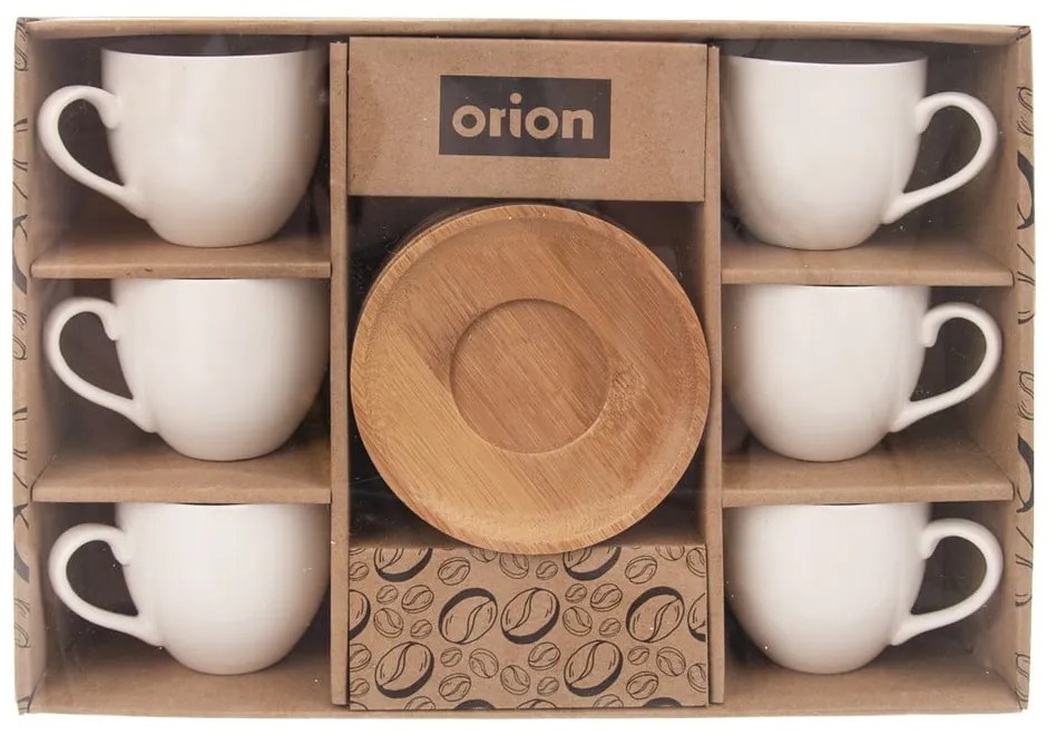 Fehér porcelán csésze szett 6 db-os cappucinóhoz-csészealjjal 110 ml Whiteline – Orion