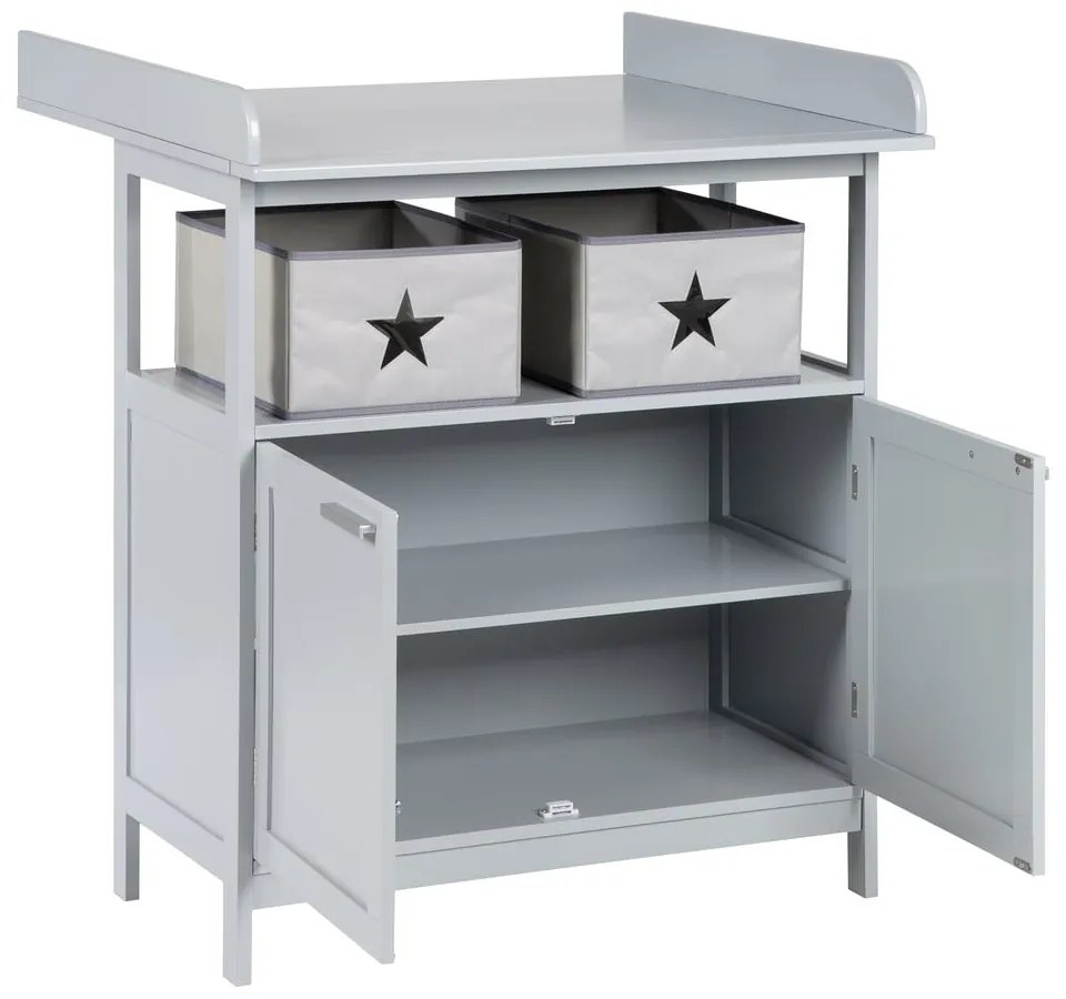 Szürke gyerek komód pelenkázó feltéttel 87x100x75 cm Hamburg – Roba