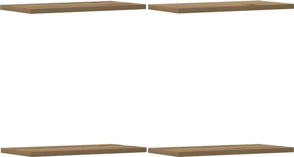 vidaXL 4 db kézműves tölgy színű szerelt fa fali polc 40 x 20 x 1,5 cm