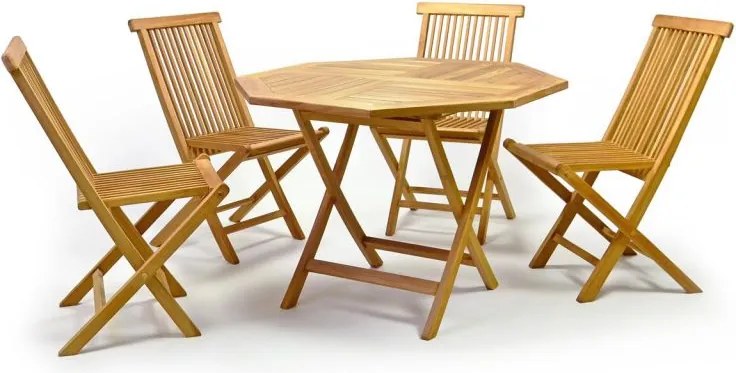 DIVERO Kerti asztal összecsukható Ø100 cm tíkfa