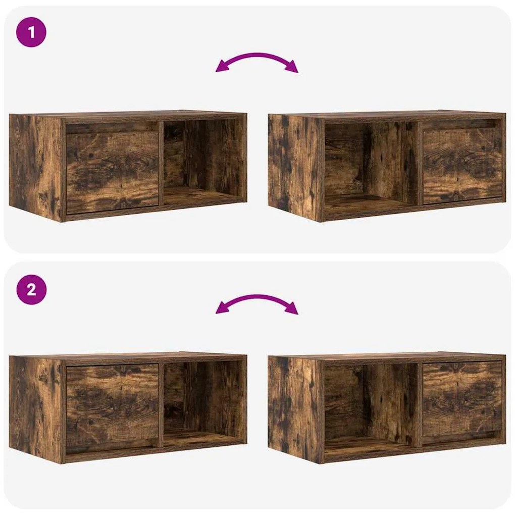 füstös tölgy színű szerelt fa TV-szekrény 60x31x25,5 cm