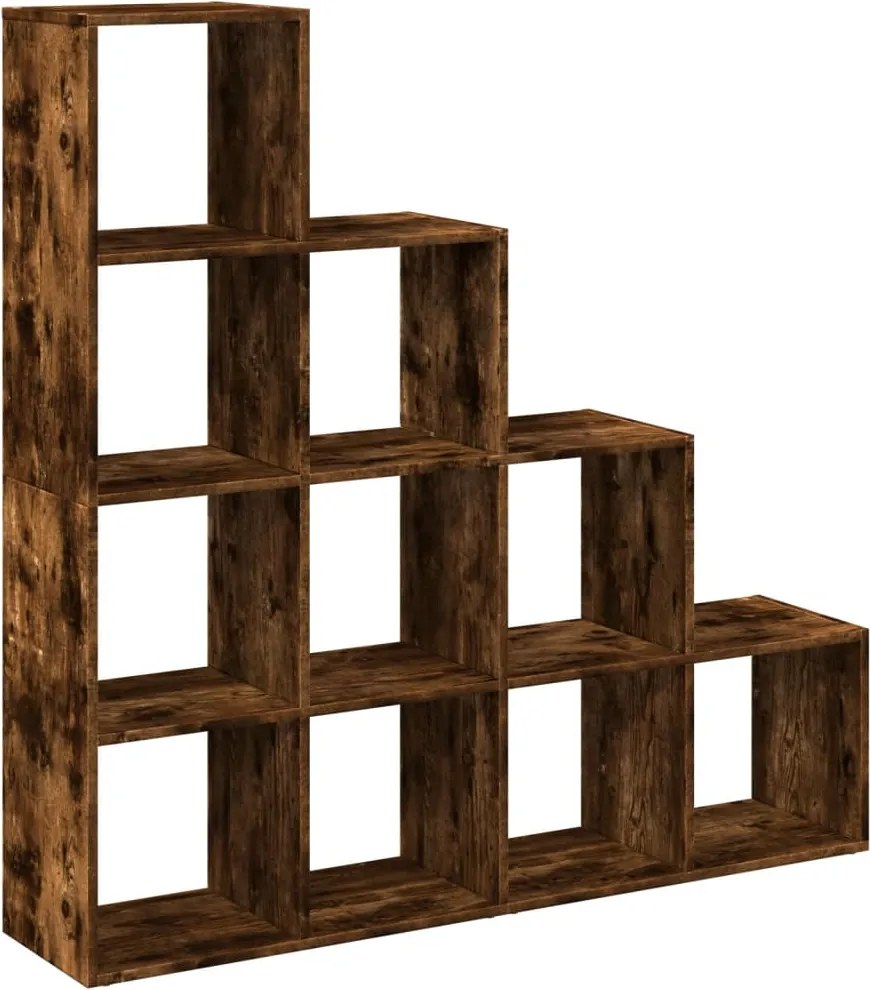 vidaXL 4 szintes füstös tölgy elválasztó könyvespolc 131,5x29x131,5 cm
