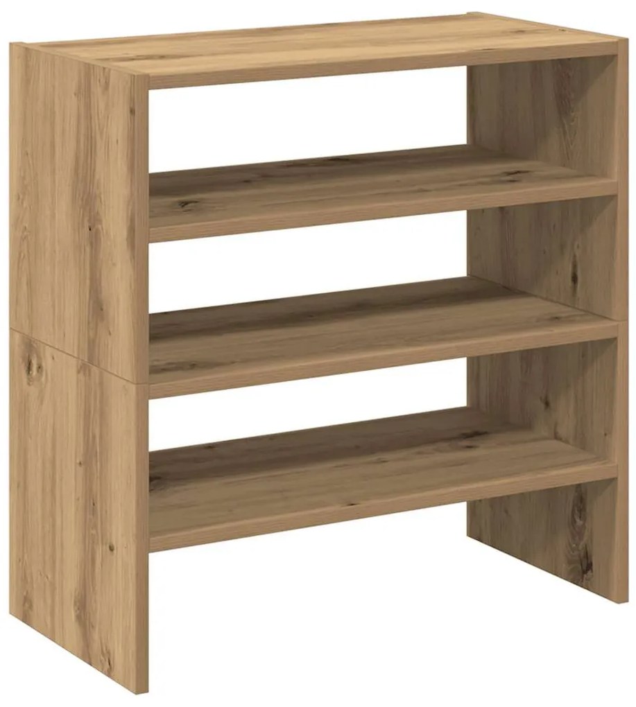 2 db kézműves tölgy cipőtartó állvány halmozható 60x30x30,5 cm