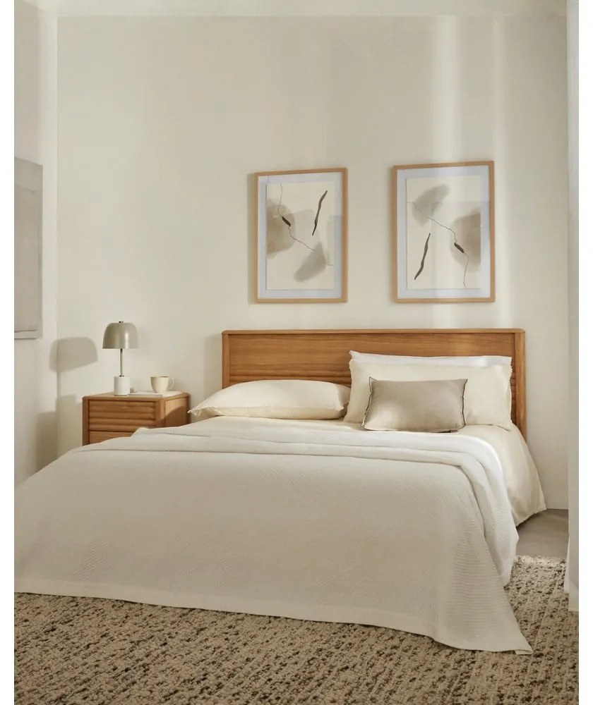 Natúr színű tölgyfa franciaágy ágyráccsal 180x200 cm Lenon – Kave Home