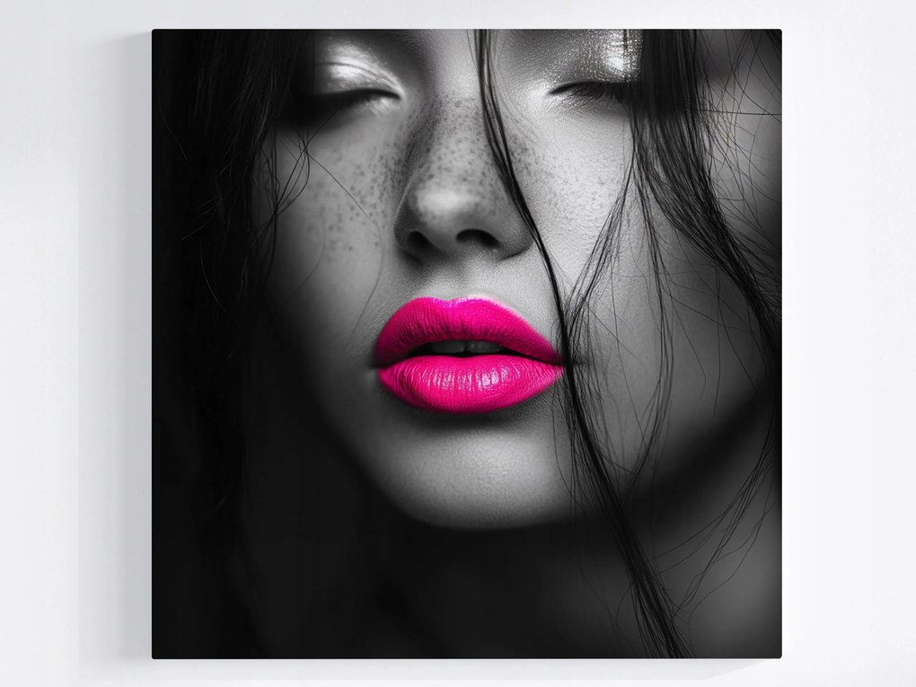 Vászonkép Canvas Portré Nő Arc Makró Fotó Neon Rózsaszín 40x40