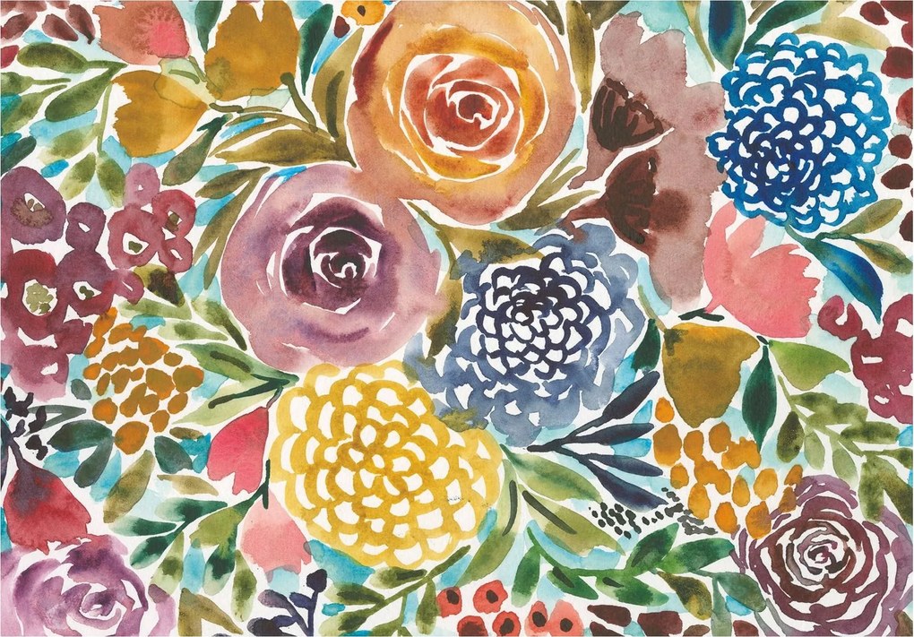 Fotótapéta Akvarell rózsák és krizantémok a hálószobába 208x146 +ragasztó