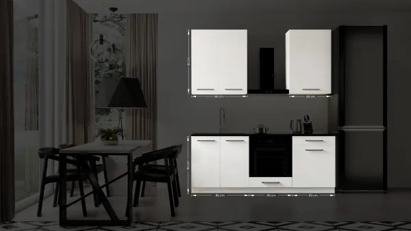 EVE 200 cm-es fehér konyhabútor